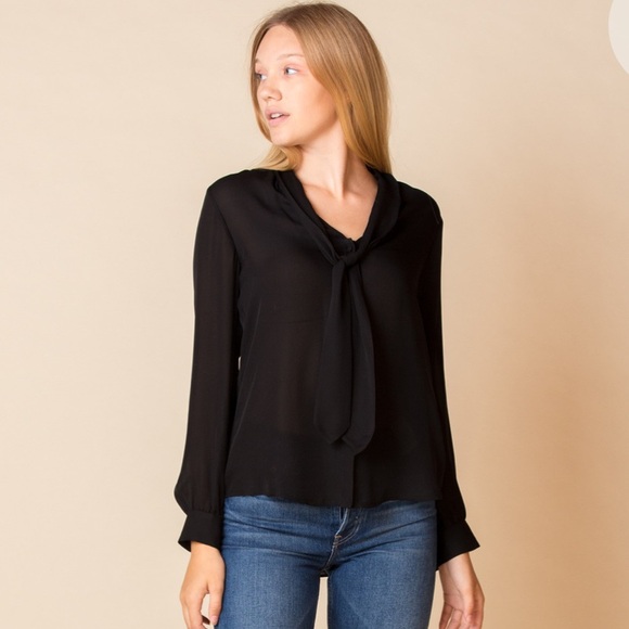 L'Agence 100% Silk Neck Tie Blouse - Picture 2 of 9